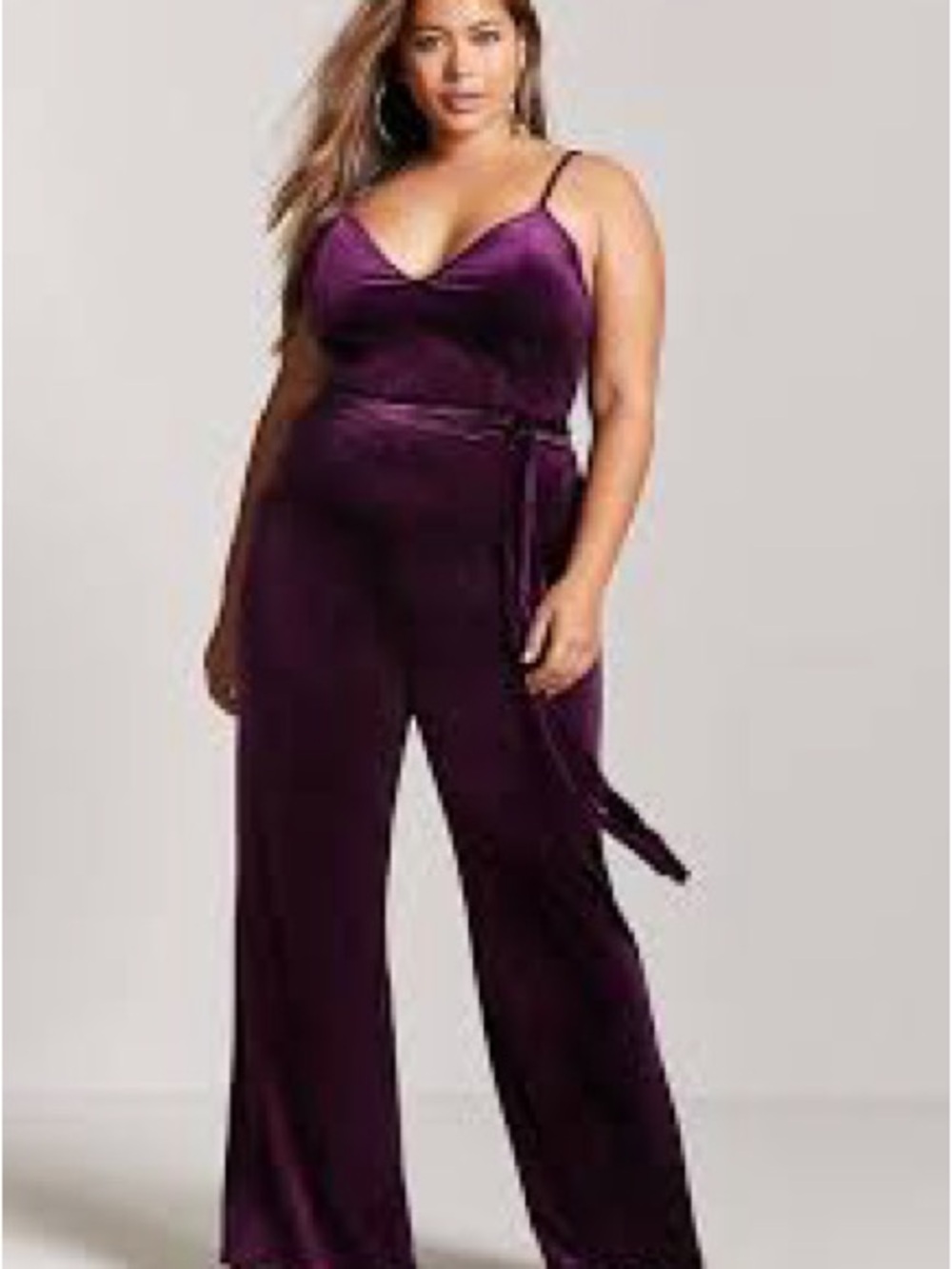 Forever 21 Velvet Belted Palazzo Jumpsuit